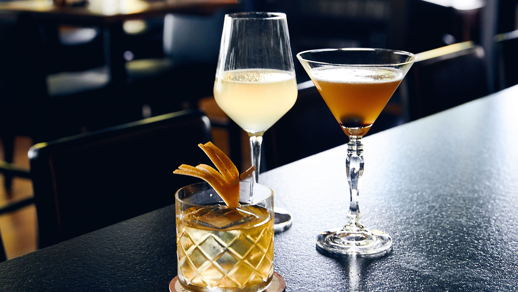 cocktails garnished at King Tide Restaurant at Kimpton River Place located in Portland Oregon